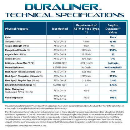 DuraLiner™ – 45mil Rubber Pond Liner – Custom Cut Liner