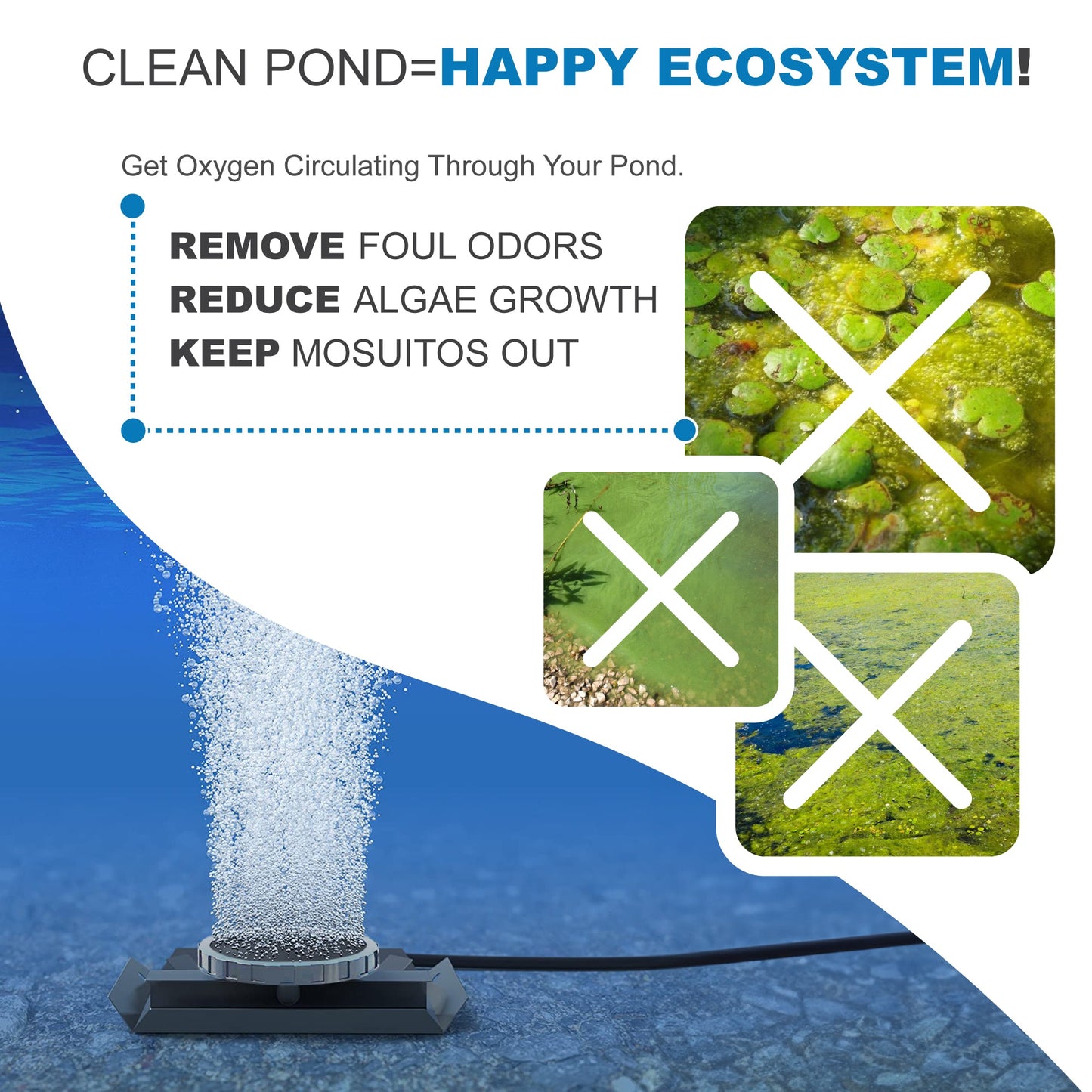 Solaer Solar Powered Pond Aerator - Up to 3 acres - Living Water Aeration