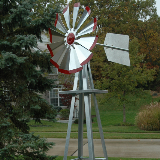 Galvanized Backyard Ornamental Windmill - 8'