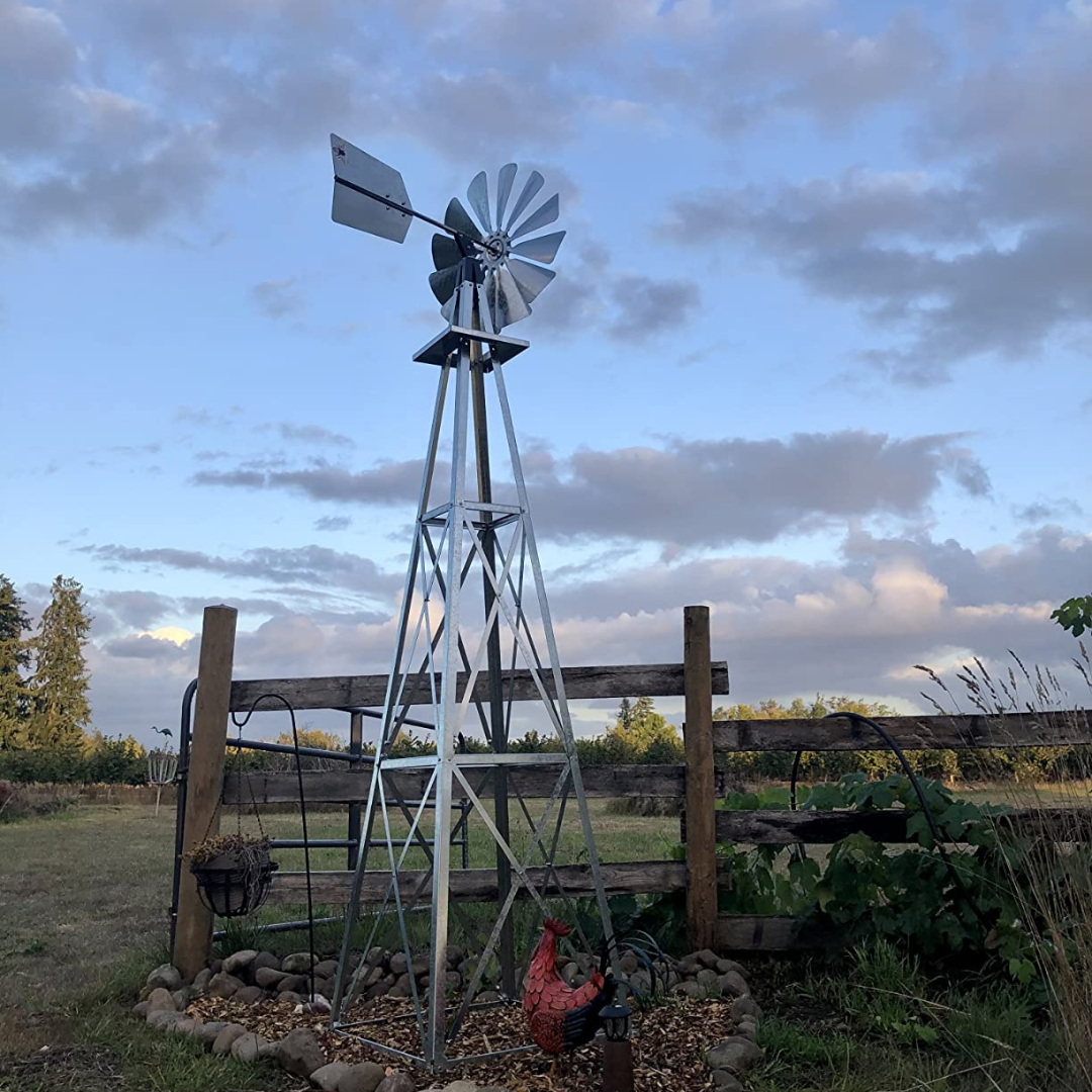 Galvanized Backyard Ornamental Windmill - 8'