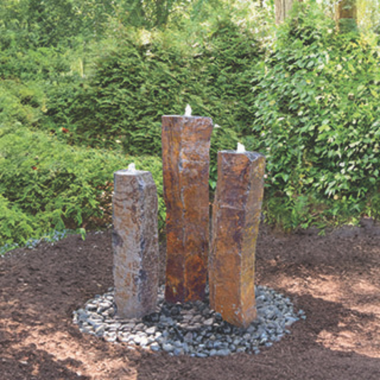 Large Polished Top Basalt Fountain 3 Piece Kit