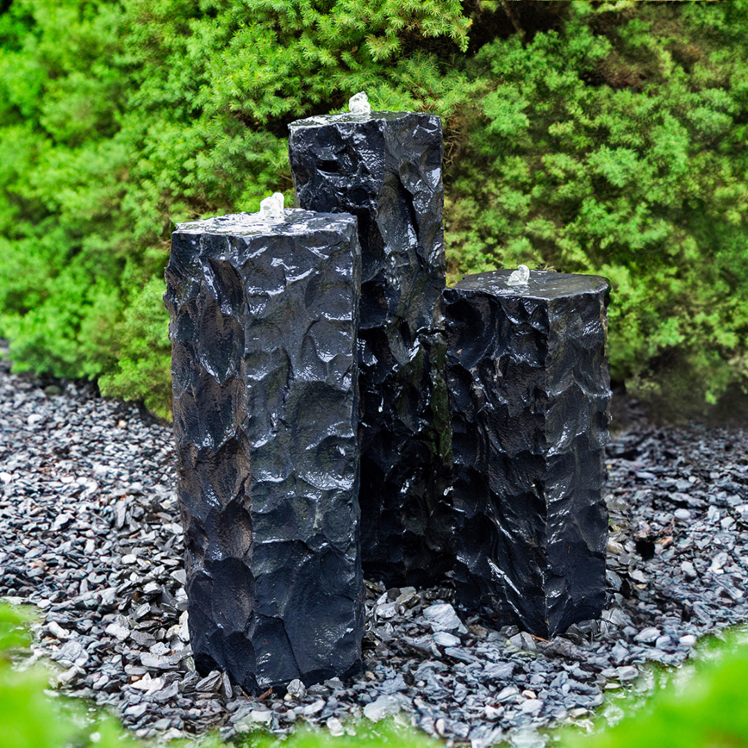 Textured Midnight Basalt Fountain Trio